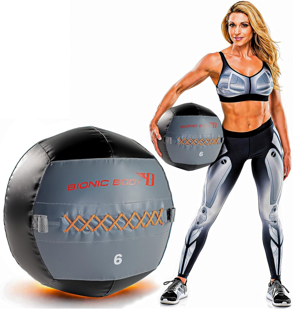 Bionic Body Soft Medicine Ball Weighted Slam Wall Ball for Cardio Workout and Core Training – Ideal for Squat, Lunge, and Partner Toss