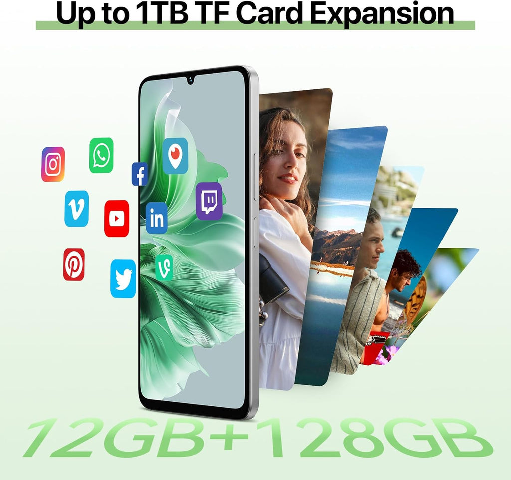 UMIDIGI G9C Android 14 Unlocked Cellphone,Octa-core 12GB +128GB Expand 1TB Unlocked Smartphone,6.75" HD+ 90Hz,5000mAh Battery,50MP Camera,GPS,BT 5.4,NFC,AI Face Unlock,Warranty,White