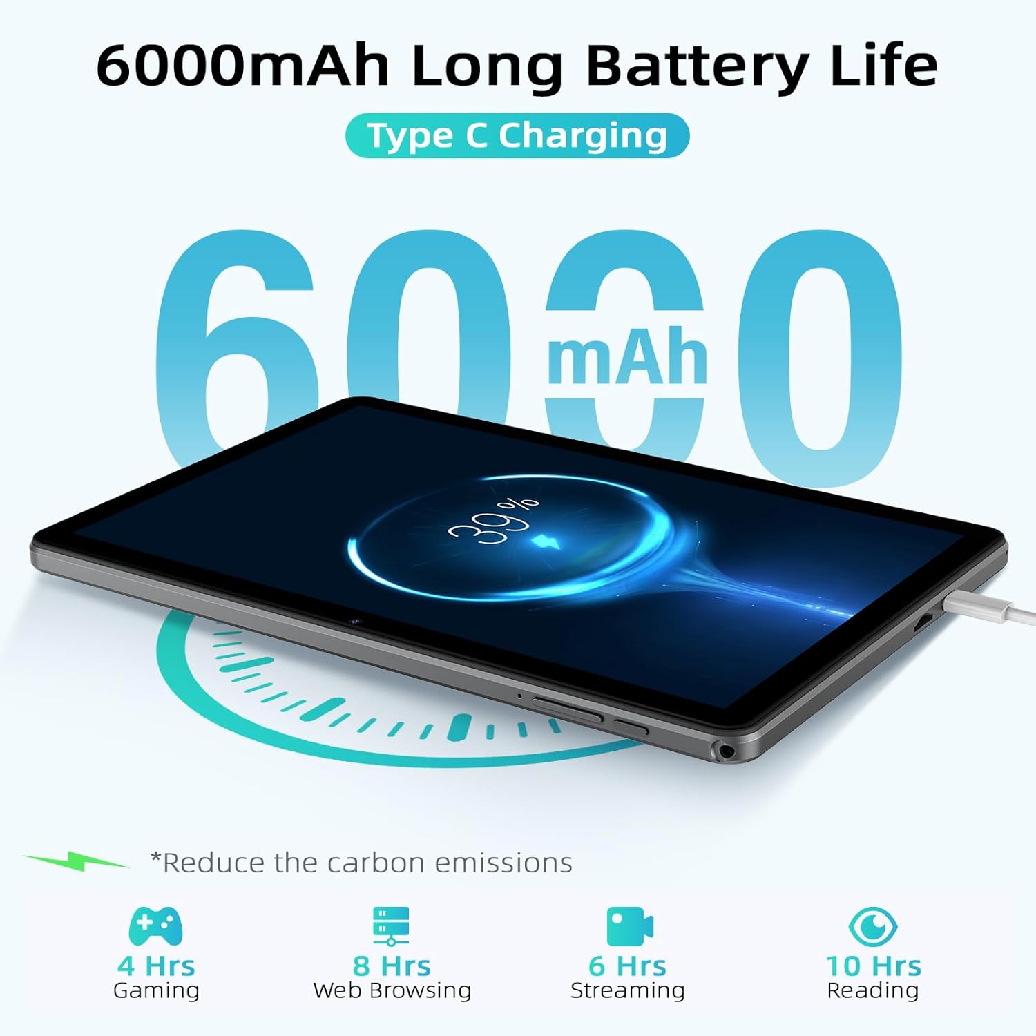 10 Inch Tablet, Android 15 Tablet with Octa-core Cortex, 18GB RAM 128GB ROM/1TB TF, Widevine L1, Gaming Tablet HD Display Touchscreen, Dual Speakers, 8MP+5MP, 5G WiFi, 6000mAh Bluetooth, Face Unlock