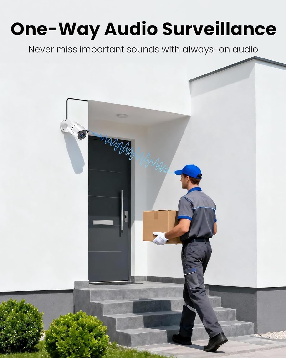 ZOSI 8CH 3K Lite Home Security Camera System, AI Human/Vehicle Detection, 120ft Night Vision, 4pcs 1080P Metal Weatherproof Cameras with Audio, H.265+ 8Channel DVR with 1TB HDD for 24/7 Recording