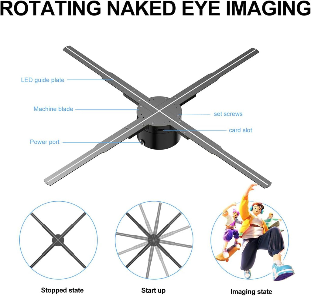 3D Hologram fan - 24.4 Inch Holographic Video Advertising Projector Support APP+Bluetooth Audio+WIFI (62CM)
