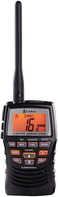 Cobra VHF Marine Radio - MR HH150 FLT - 3 Watt, Floating, Long Range, Handheld, NOAA, International, Waterproof, Submersible, Weather Alerts, LCD Screen, Belt Clip
