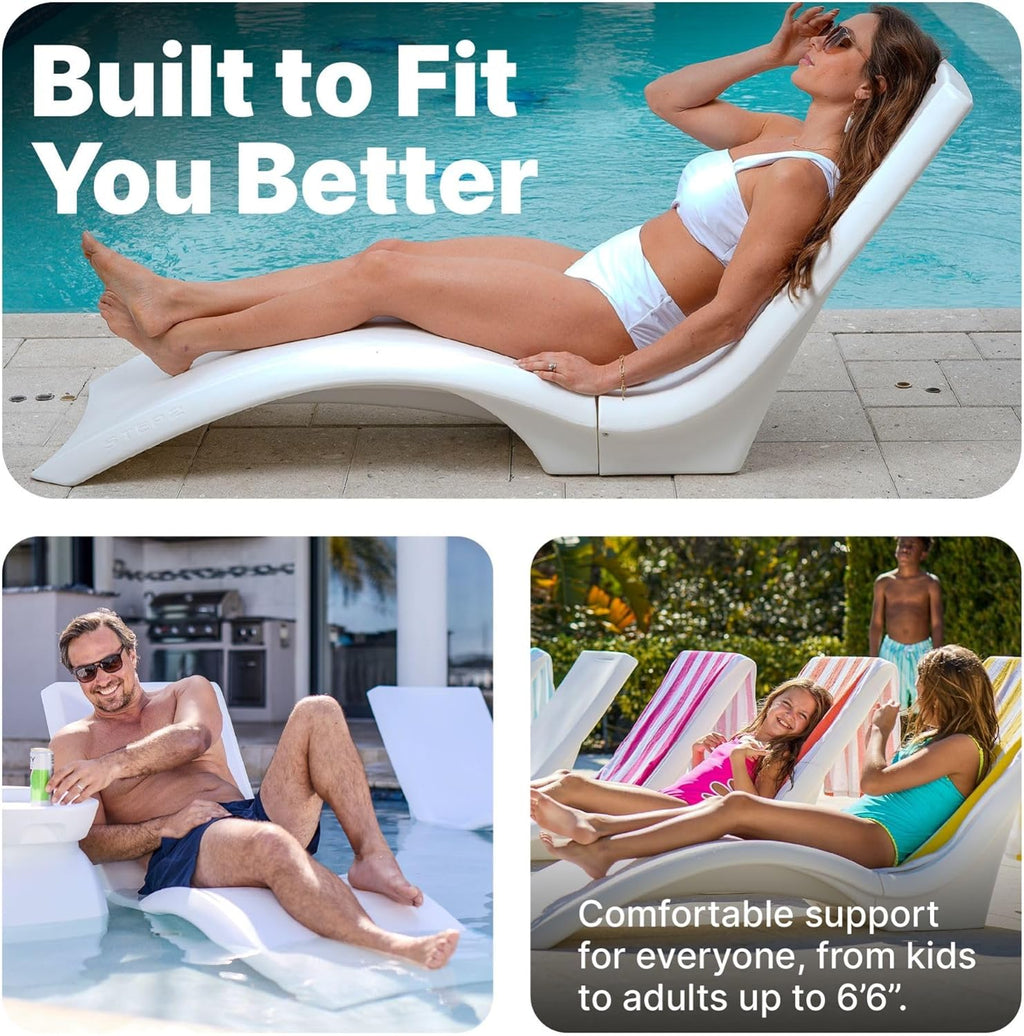 Step2 Vero Pool Lounger, Fade-Resistant, Waterproof Patio Furniture, Pool Lounge Chair for Sun Shelf, Use in Pools with Shelves Up to 12-Inches Deep or Outside Pool Deck, Weighted, White