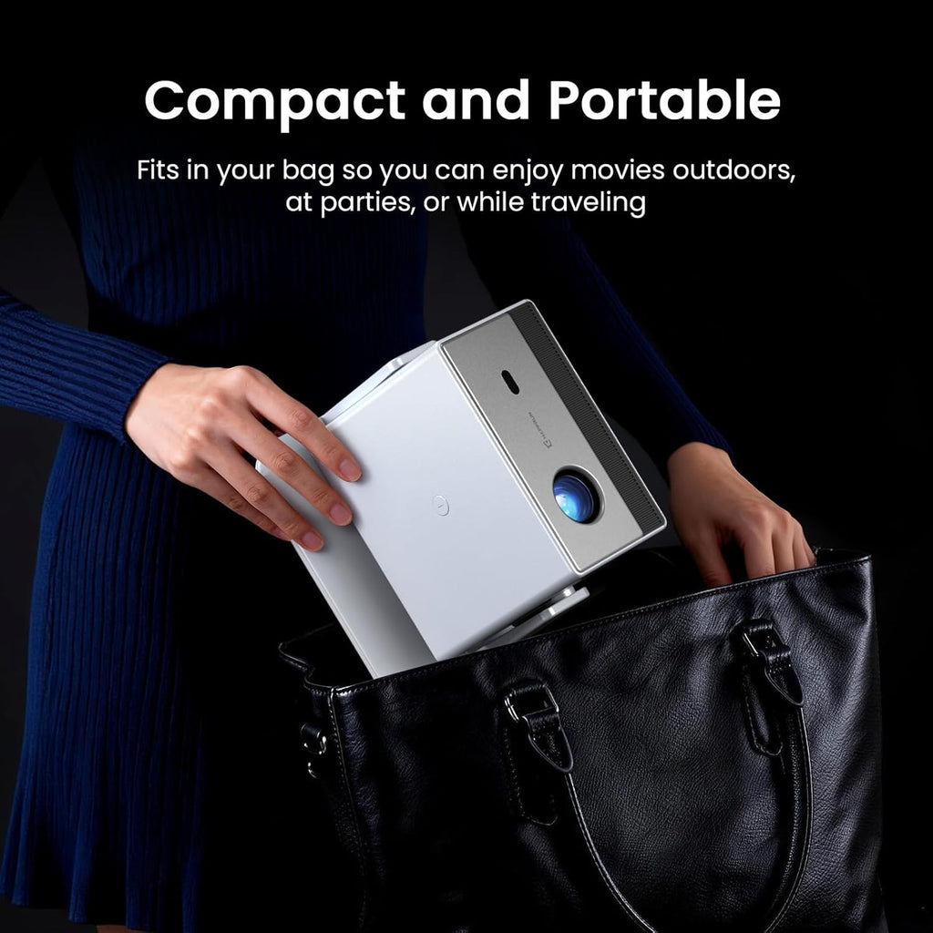 1500 ANSI Smart Projector, Portable Projector with WiFi and Bluetooth, HAPPRUN 4K Full HD Home Theater with 270° Stand, Dolby Sound, Built-in Apps,Compatible with Phone & PC, Indoor & Outdoor Use