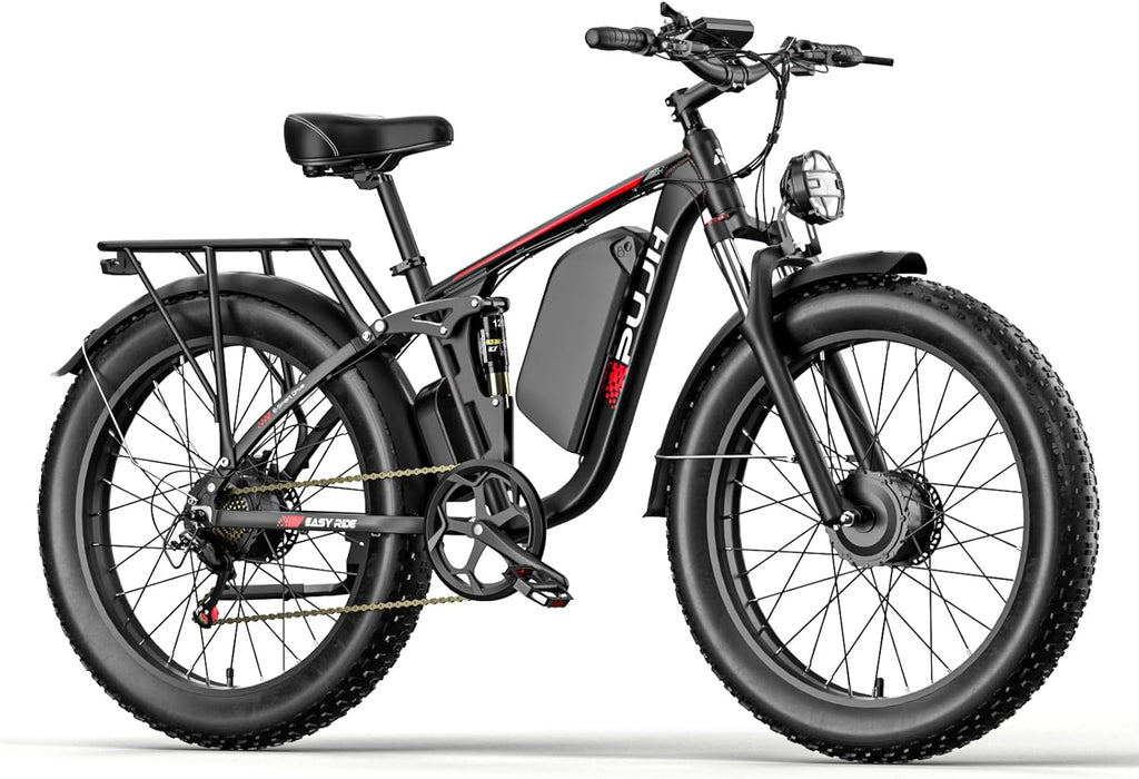 4000W Dual Motor Ebike with 52V 25Ah Removable Battery for Adults,Max Speed 38MPH Up to 100 Miles,24" Fat Tire Electric Bike for Snow Off-Road Commuter E-Bike for Men