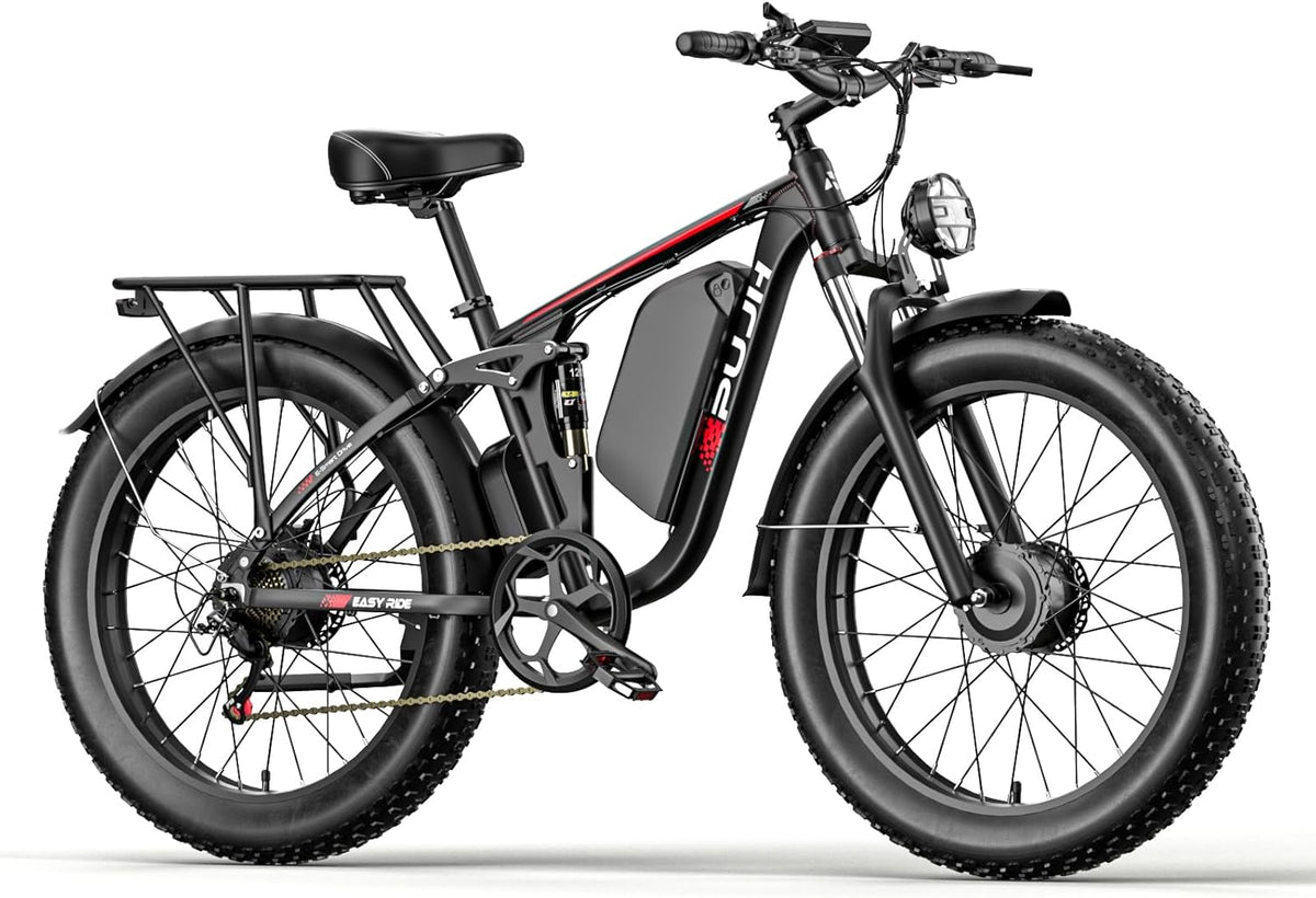 4000W Dual Motor Ebike with 52V 25Ah Removable Battery for Adults,Max Speed 38MPH Up to 100 Miles,24" Fat Tire Electric Bike for Snow Off-Road Commuter E-Bike for Men