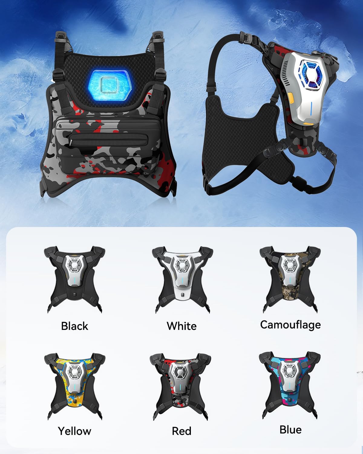 Portable Cooling Vest with Battery, Wearable Cooler with Chest Pack, Lightweight Heat Relief Gear