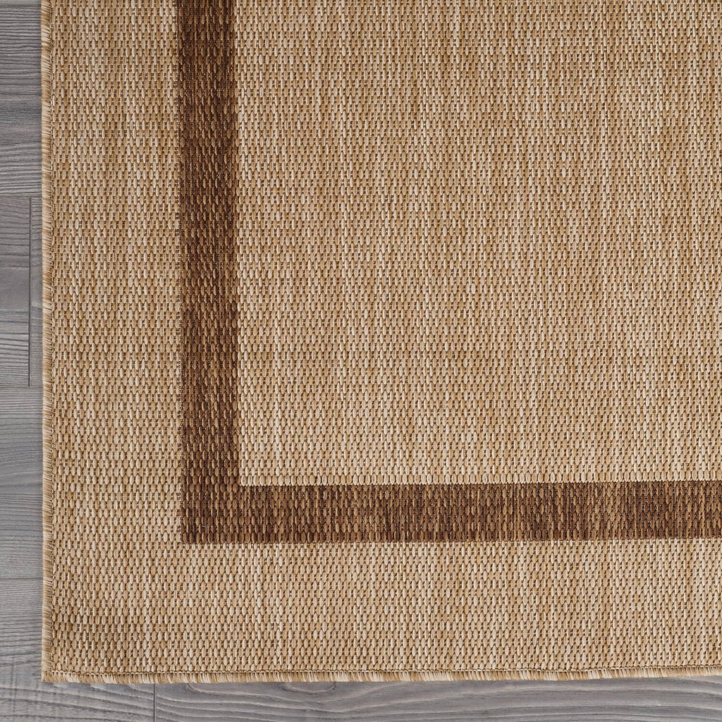 Luul Home Bordered Outdoor Rug 9x12 Washable Outside Carpet for Indoor Patio Porch Waterproof Easy Cleaning Non Shedding Area Rugs Jute Beige - Nut Brown 9 x 12