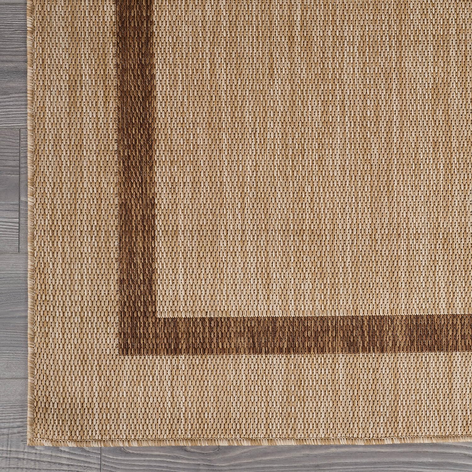 Luul Home Bordered Outdoor Rug 9x12 Washable Outside Carpet for Indoor Patio Porch Waterproof Easy Cleaning Non Shedding Area Rugs Jute Beige - Nut Brown 9 x 12