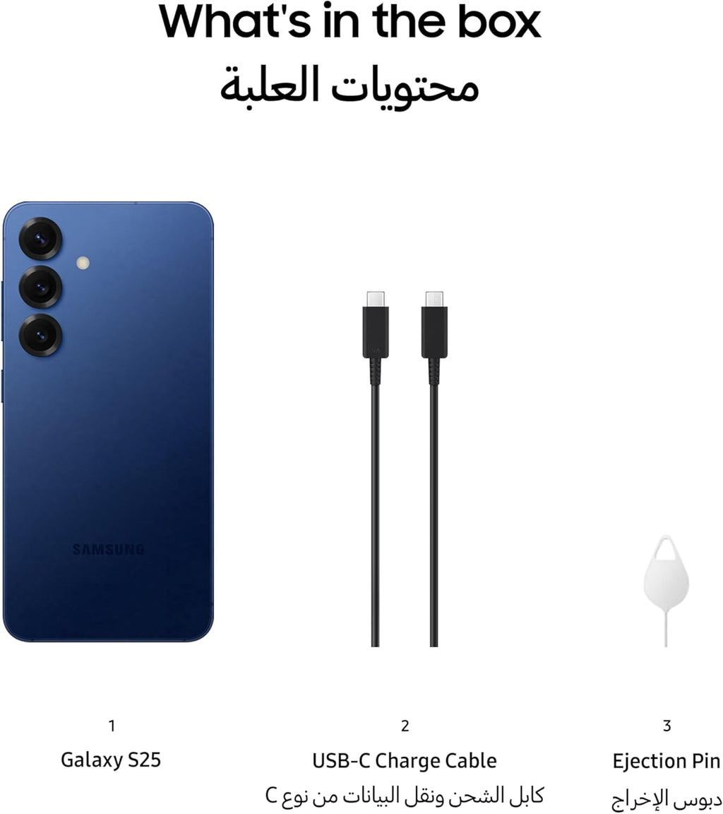 Samsung Galaxy S25 5G SM-S931B/DS 256GB 12GB Dual SIM Factory Unlocked GSM Smartphone, 6.2" 120Hz AMOLED Display, 50MP Cameras - International Version (Navy)