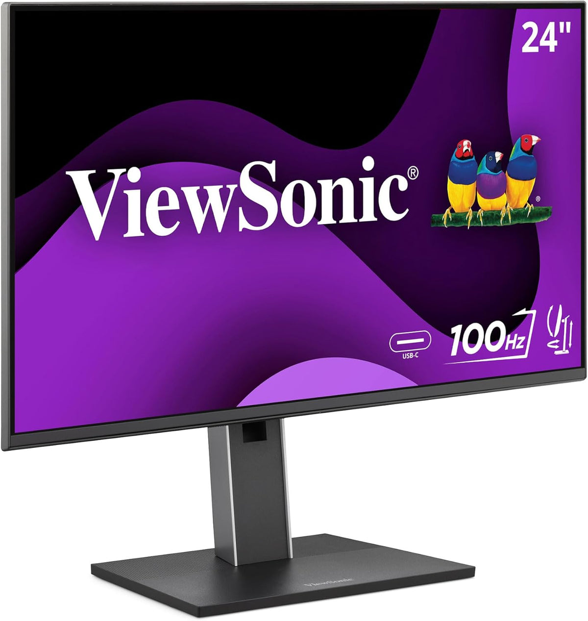 ViewSonic VG2452 24 Inch IPS 1080p Ergonomic Monitor with Tilt, Swivel, Pivot, Height Adjust, 100Hz, USB Hub, HDMI, DisplayPort, and 65W USB C Inputs (Renewed)