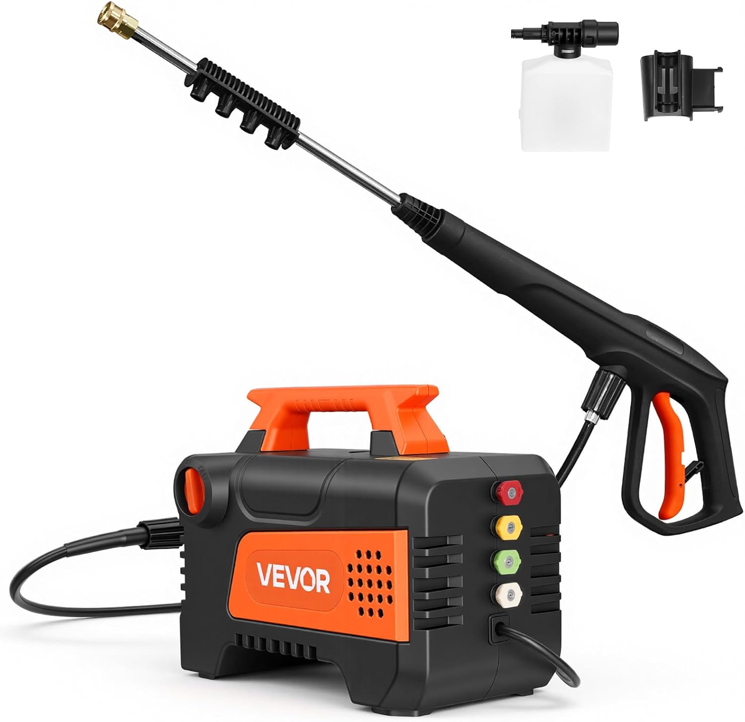 VEVOR Electric Pressure Washer, 1958 Max PSI 2.5 Max GPM, Portable Power Washer with 4 Nozzles, Metal Extension Wand, Commercial-Grade 5-Piston Plunger Pump, High Pressure for Cars,Driveways,Patios
