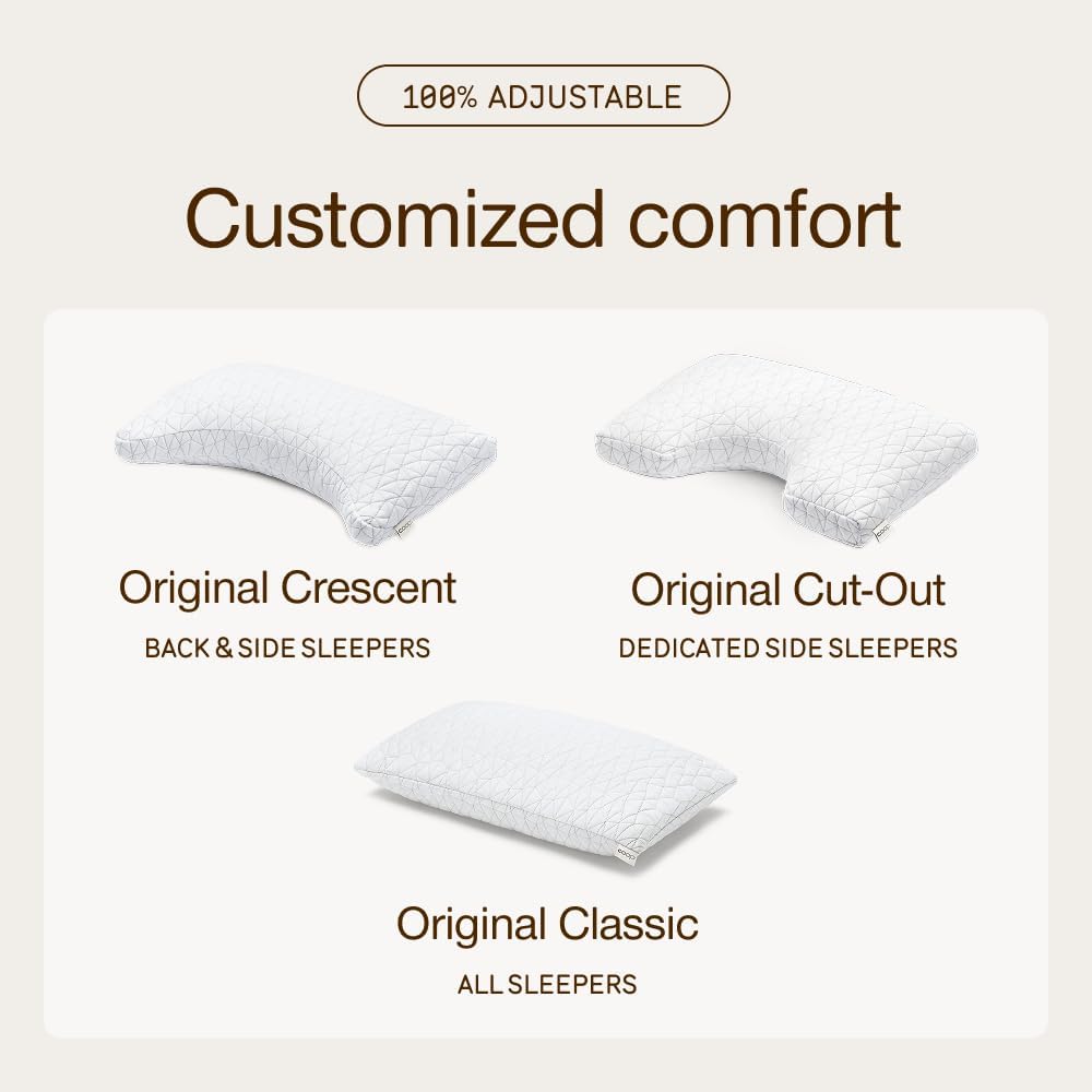 Coop Home Goods Original Adjustable Pillow, King Size Bed Pillows for Sleeping, Cross Cut Memory Foam Pillows - Medium Firm Back, Stomach and Side Sleeper Pillow, CertiPUR-US/GREENGUARD Gold