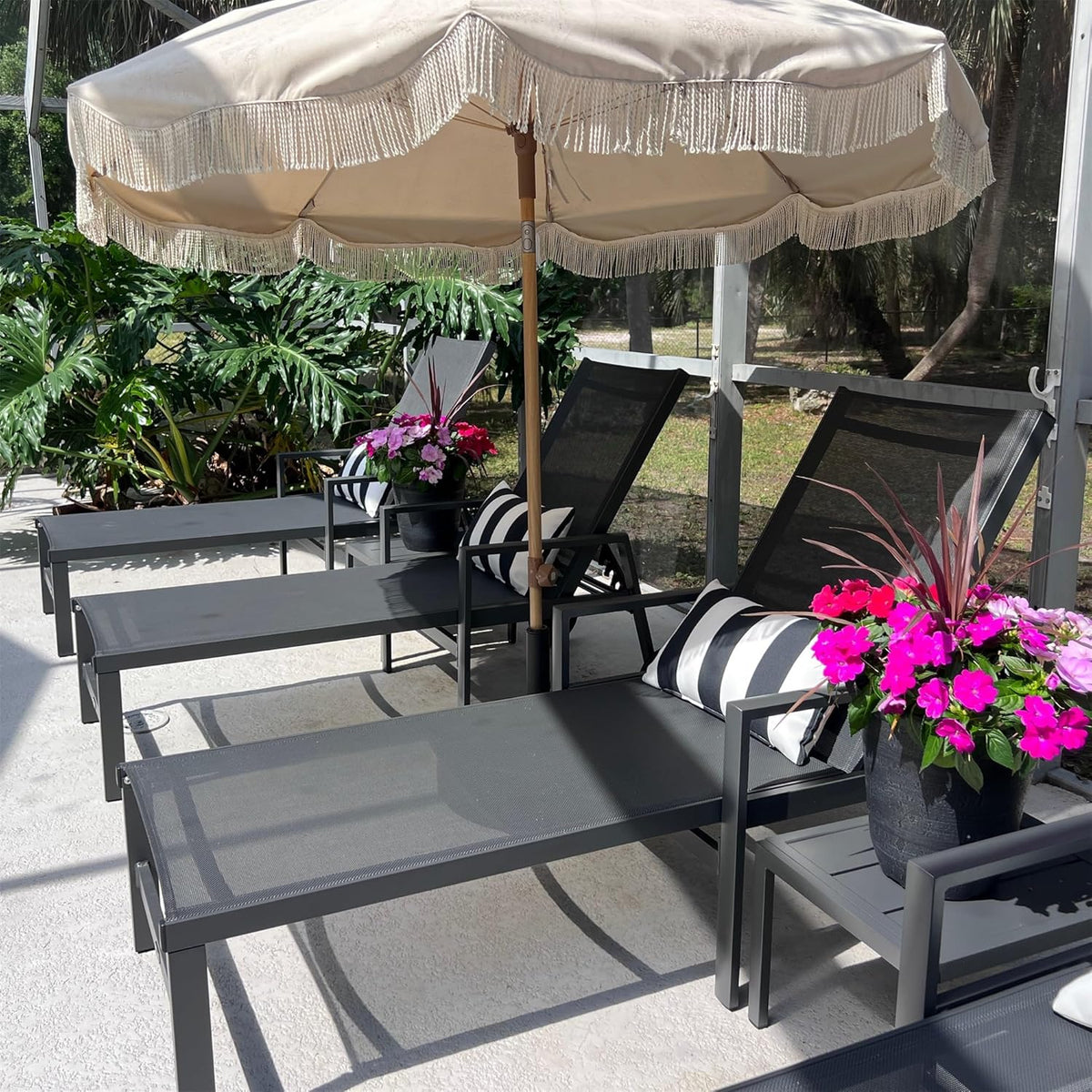 PURPLE LEAF 2 Pieces Outdoor Chaise Lounge Aluminum Patio Lounge Chair with Wheels and Armrests Outdoor Lounge Recliner Chair for Pool Backyard Beach Grey