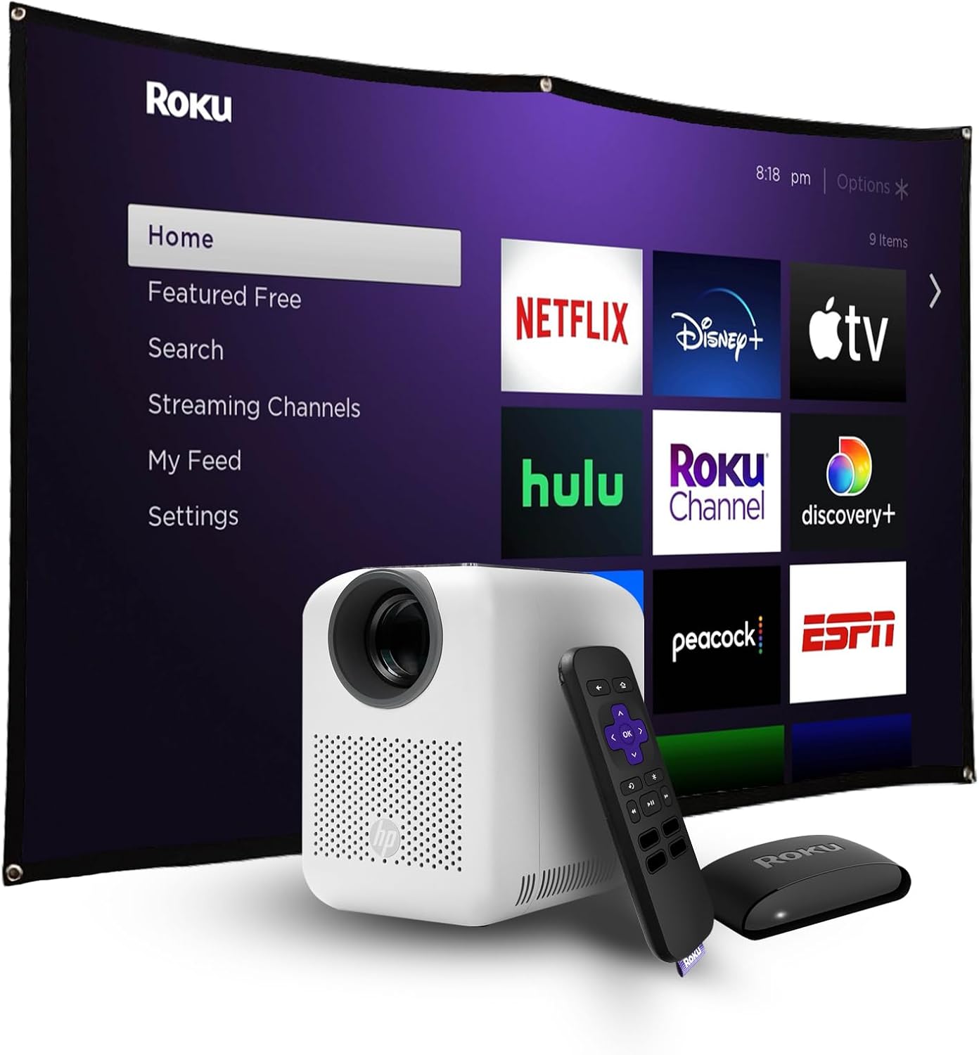 HP CC180 Promo 3in1 Portable HD Smart Video Projector with Roku Express HD /84" Screen