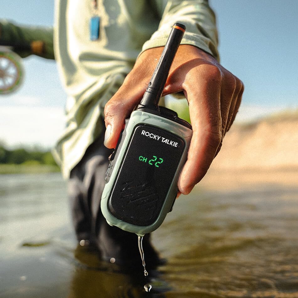 Rocky Talkie Expedition 5 Watt Radio - GMRS Radio with IP67 Waterproofing, Long Range Walkie Talkie, NOAA Weather Alerts, 5 Day Battery Life,2 Pack