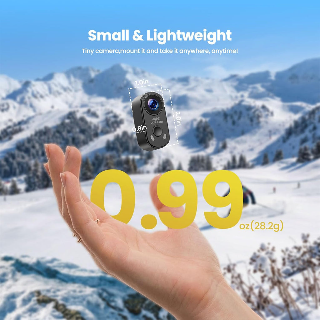 4K Mini Body Camera, Wearable Action Cam with Magnetic Mount, Charging Case, WiFi App Control POV Cam EIS Stabilization, 64GB SD Card, Hands-Free Recording for Vlogging Travel Cycling Motorcycle