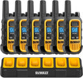 DEWALT DXFRS300 FRS Walkie Talkies, Long Range 2 Way Radio, 1W, IP67 Waterproof, 6 Pack with Gang Charger, DXFRS300-BCH6