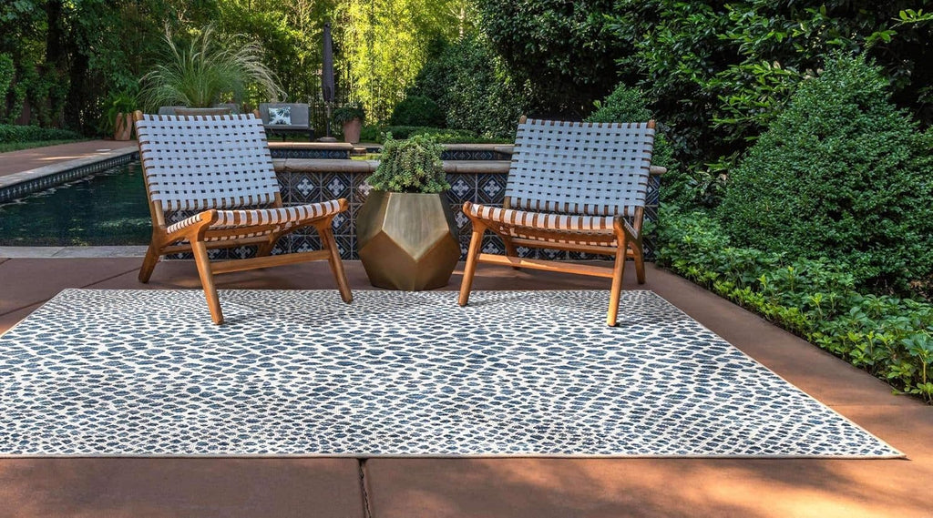 Unique Loom Outdoor Collection Area Rug - Cape Town (9' x 12' Rectangle, Blue/Ivory)
