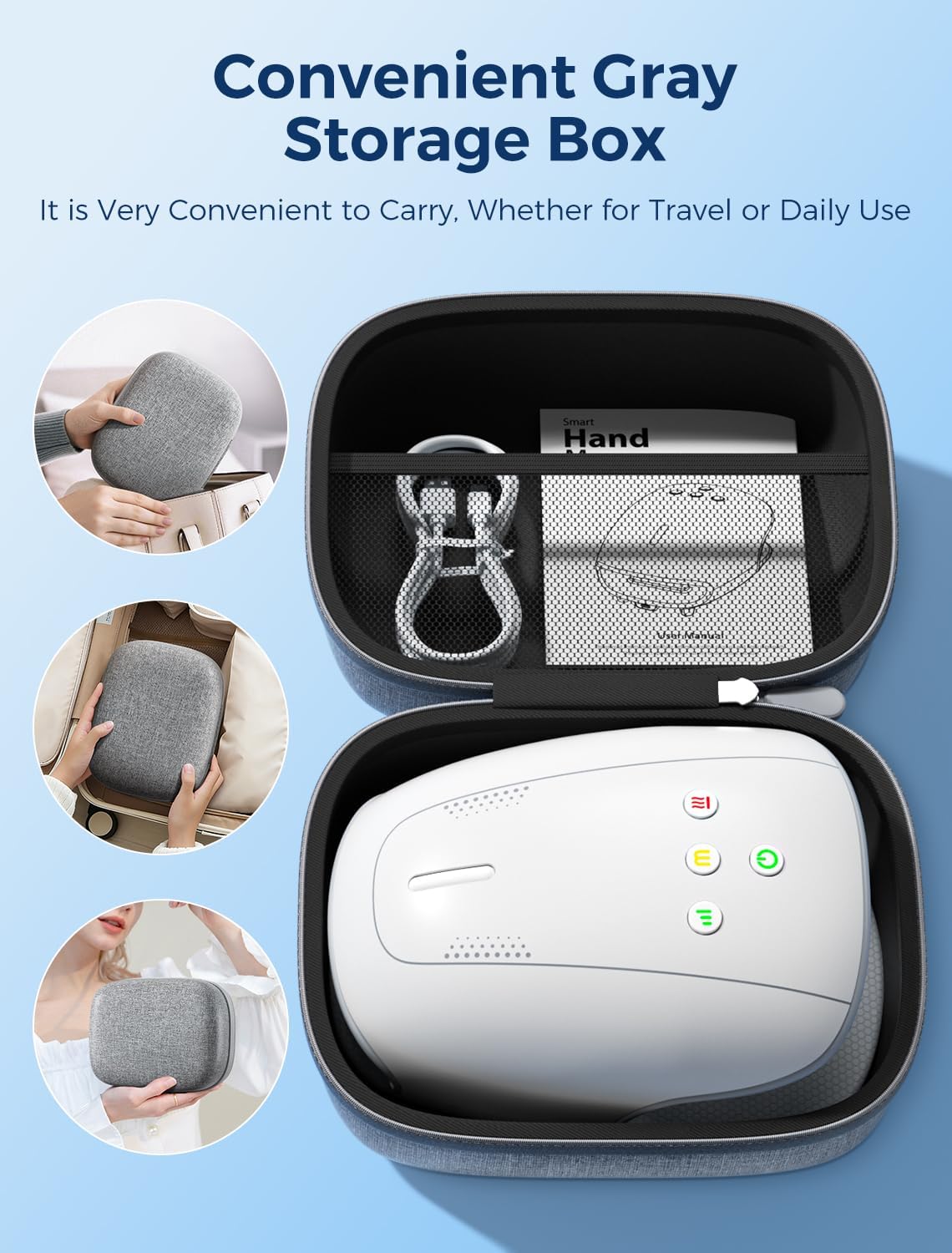 Estefanlo Hand Massager with Heat and Compression, Cordless Hand Massager for Arthritis Pain Relief, 3 Modes Air Compression Finger Massage Device, 2 Heat Levels, Washable Silicone Liner