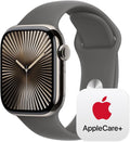 Apple Watch Series 10 GPS + Cellular 42mm with Natural Titanium Case with Stone Grey Sport Band - M/L. Fitness Tracker, ECG App, Always-On Retina Display, Water Resistant with AppleCare+ (2 Years)