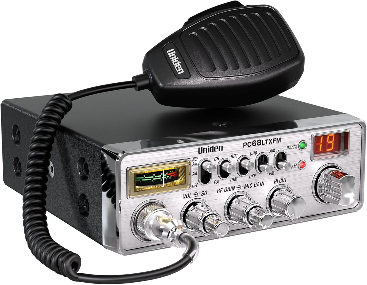 Uniden PC68LTXFM Professional 40-Channel CB Radio with Dual-Mode AM/FM, Integrated SWR Meter, PA/CB Function, Hi Cut, RF/Mic Gain Control, and Instant Channel 9
