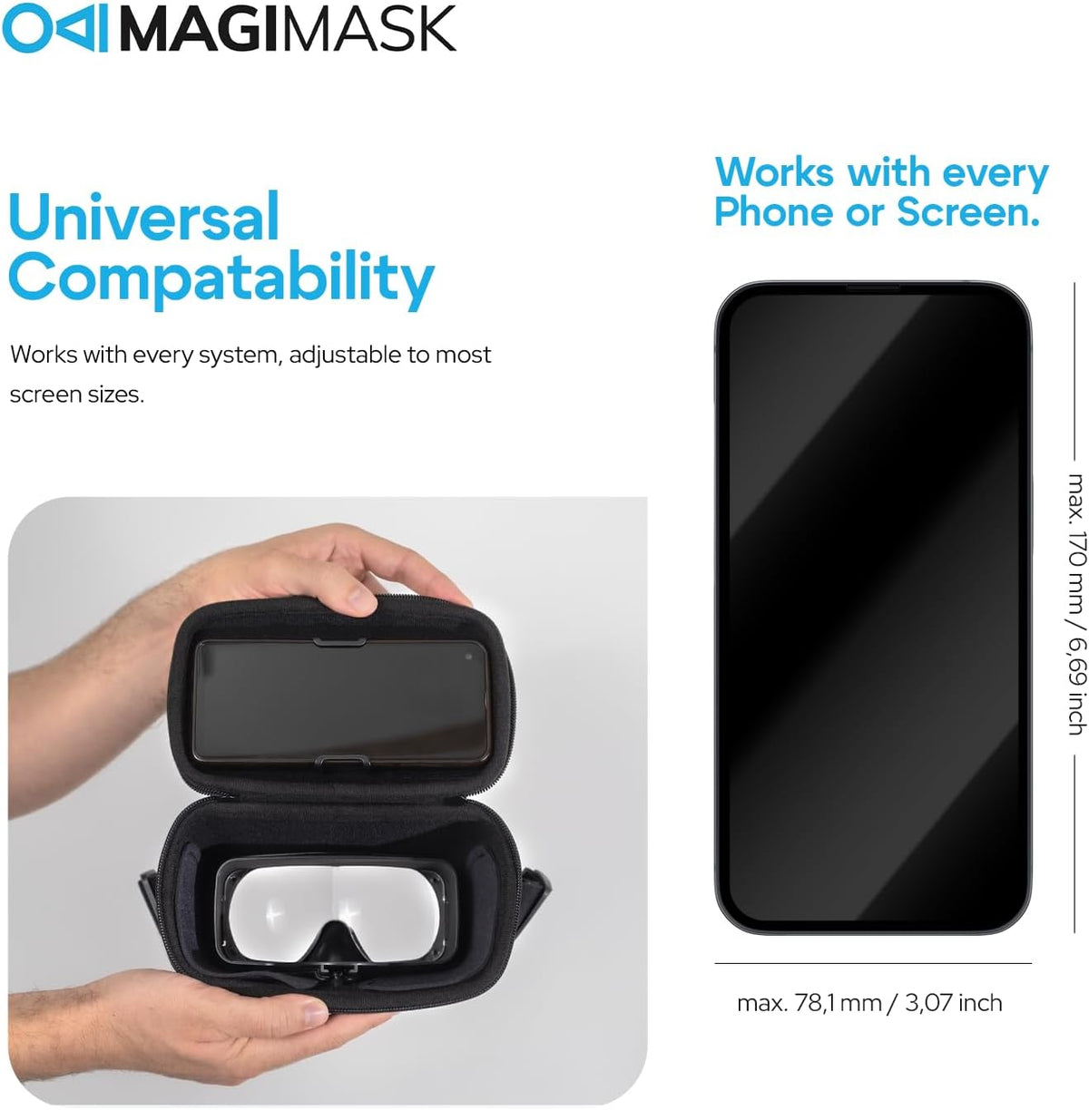 MagiMask VR Headset for Phone | Unibody Lens | HD FPV Monitor Compatible with All Smartphones | Alternative to AR Glasses & VR Goggles