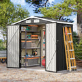 6x4FT Outdoor Storage Shed, Metal Garden Tool Shed with Sloping Roof & Lockable Door for Patio Lawn Backyard (Black, 6x4FT)