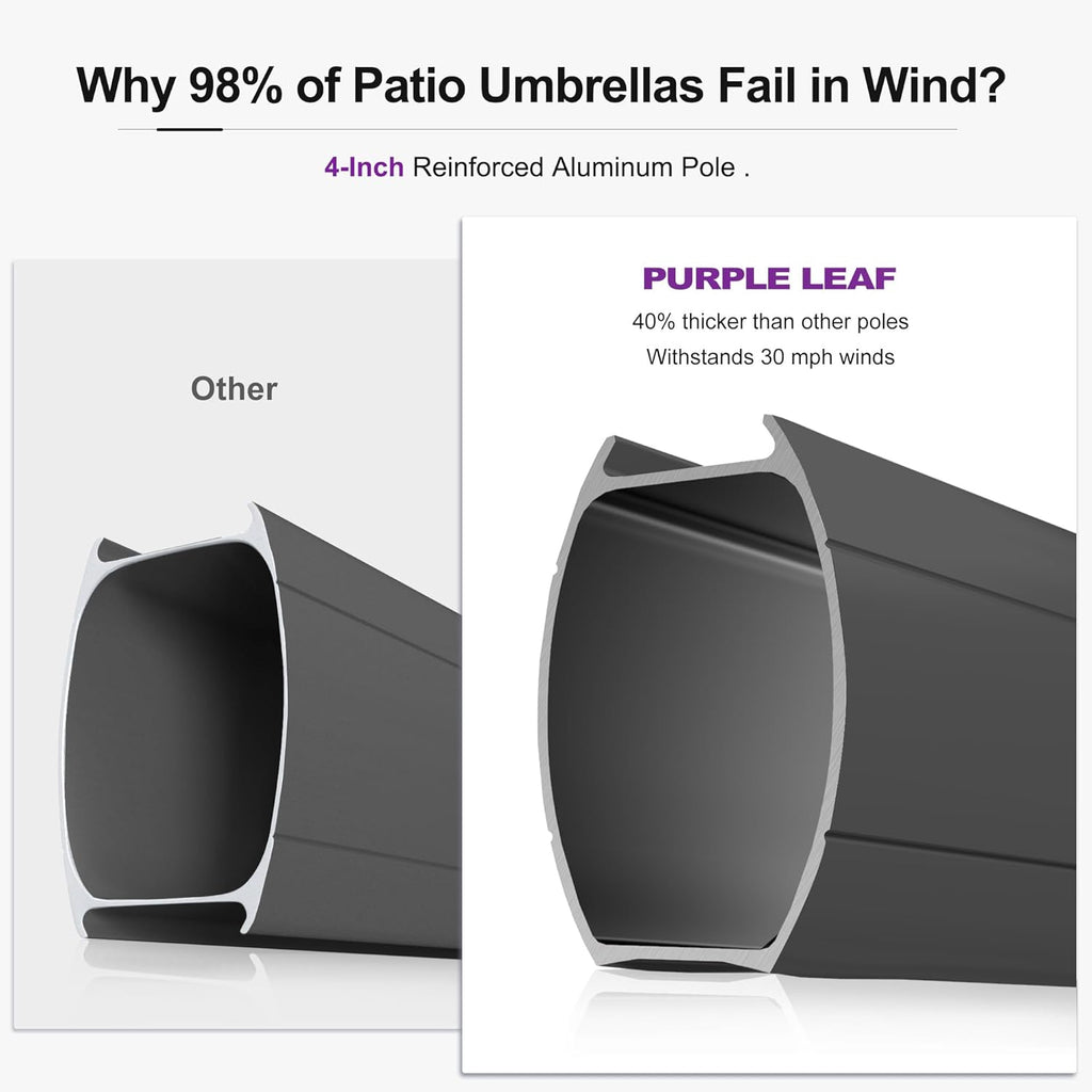 PURPLE LEAF 9' X 12' Patio Umbrella with Base Outdoor Rectangle Umbrella Large Cantilever Umbrella Heavy Duty Outdoor Market Umbrella for Garden Deck Backyard Pool Taupe
