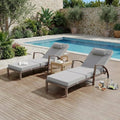 Garvee Outdoor Chaise Lounge Set of 2, 5-Position Adjustable PE Wicker Reclining Chairs with Wheels & 3.5" Cushions, 400 lbs Capacity All-Weather Patio Furniture for Poolside, Garden, Beach(Gray)