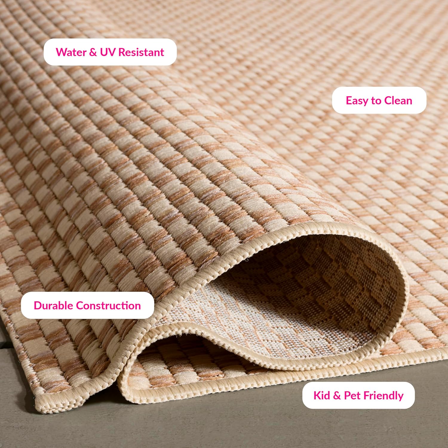 SAFAVIEH Courtyard Collection 8' x 10' Natural / Cream CY8653 Indoor-Outdoor Waterproof Easy-Cleaning Patio Backyard Mudroom Area-Rug