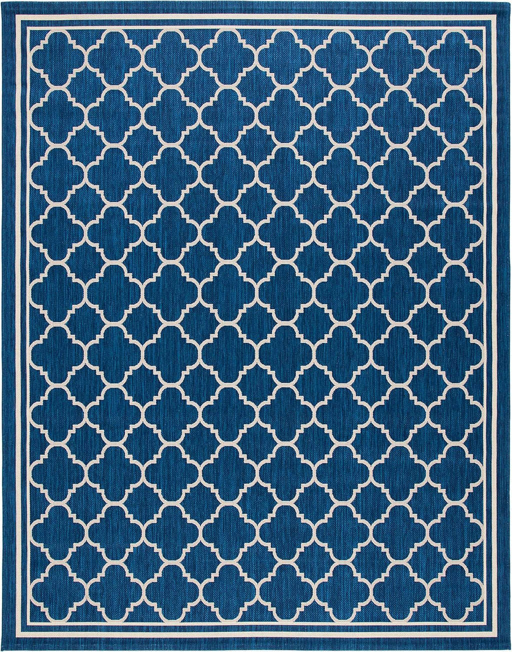 SAFAVIEH Courtyard Collection 8' x 11' Navy/Beige CY6918 Trellis Indoor/ Outdoor Splashproof Easy Scrubbing Patio Backyard Mudroom Area Rug