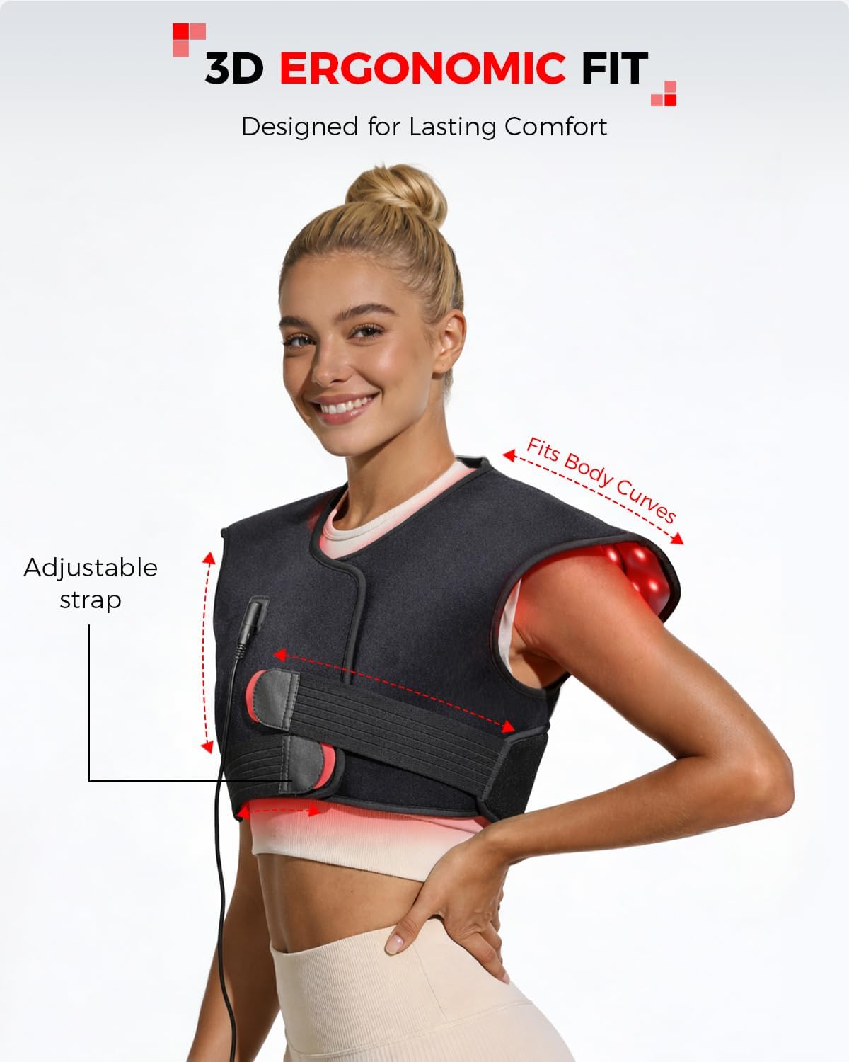 Red Light Therapy for Neck and Shoulder, 290 LEDs 660nm & 850nm Infrared Red Light Therapy Neck and Shoulder Heating Pad, 5-Level Light Intensities & 4-Level Pulse Wearable Wrap