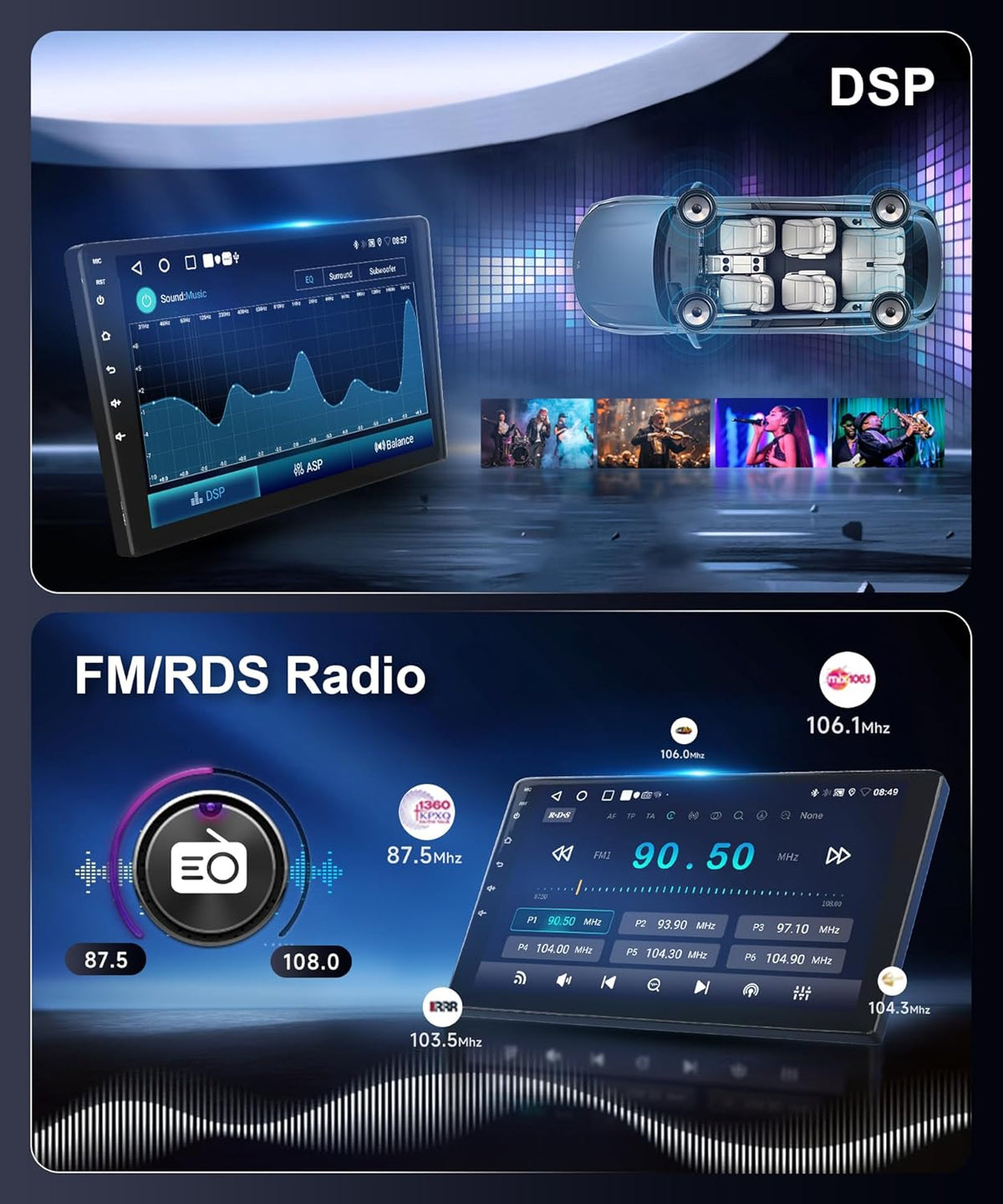 5Ghz Wifi 2G+64G for Honda Civic 2016-2020 Radio,【Android 15 Build-in DSP EQ】Car Stereo with 5.0Bluetooth,Wireless Carplay Android Auto,9inch IPS Touch Screen,IP69k Backup Camera,26UIs,GPS Chip,FM/RDS