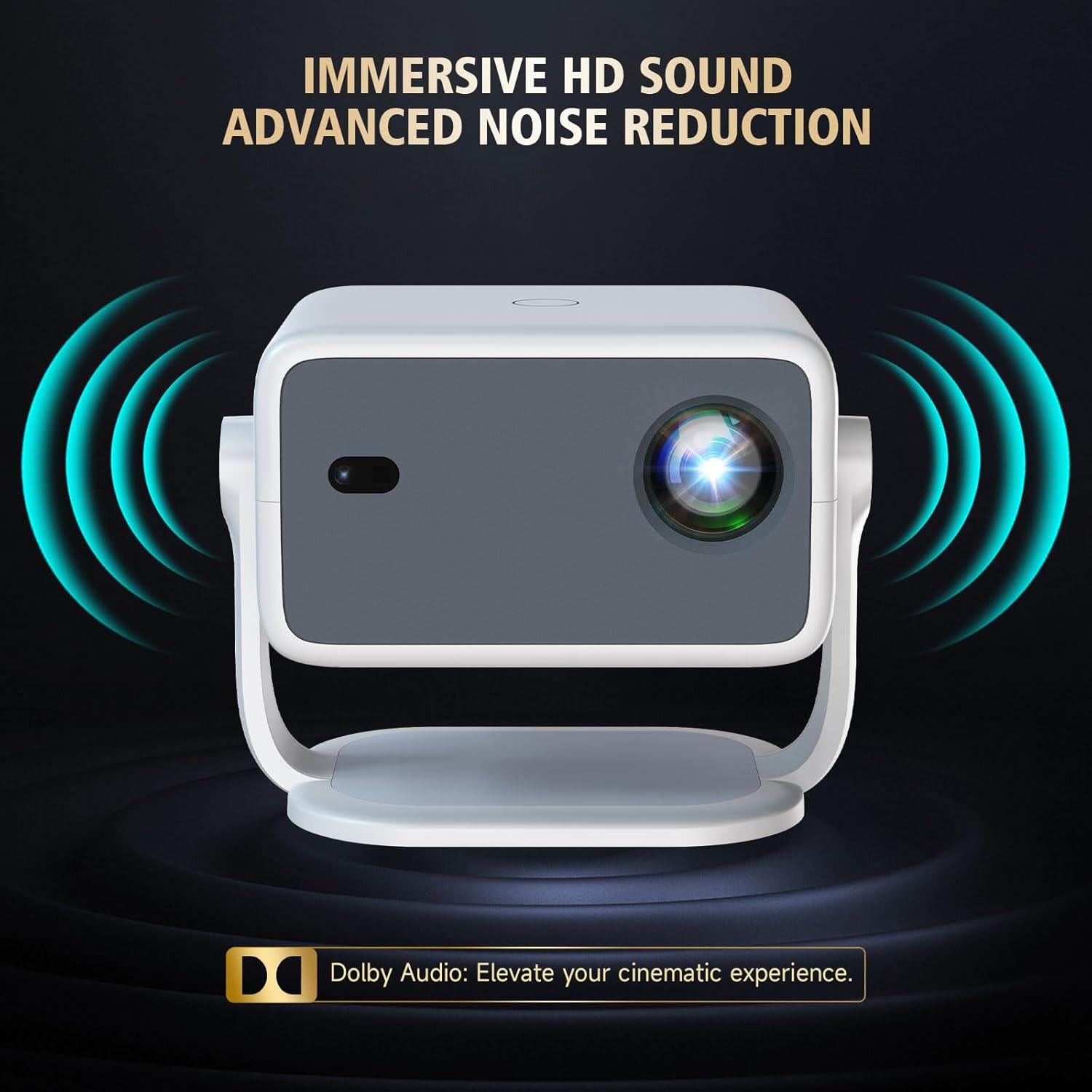 AI Auto Focus Portable Projector Native1080P Support 4K Parse WIFI6 5G Wireless 5.0 Bluetooth Android 13,300ANSI,360° Rotatable, Auto Keystone Correction Video Projecto