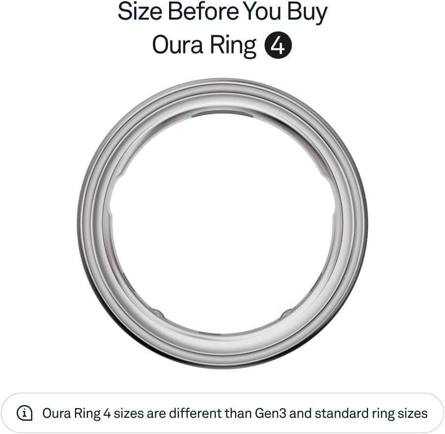 Oura Ring 4 - Silver - Size 11 - Sleep, Activity, Women's Health, AI Advisor, Up to 8 Days of Battery Life, Size Before You Buy, Android & iOS Compatible