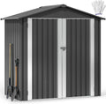 DWVO 6x4ft Small Tool Storage Shed, Lockable Doors, and Sloped Roof, Oversized Steel Outdoor Storage Shed for Garden, Patio, Garage, Backyard, Lawn - Dark Gray