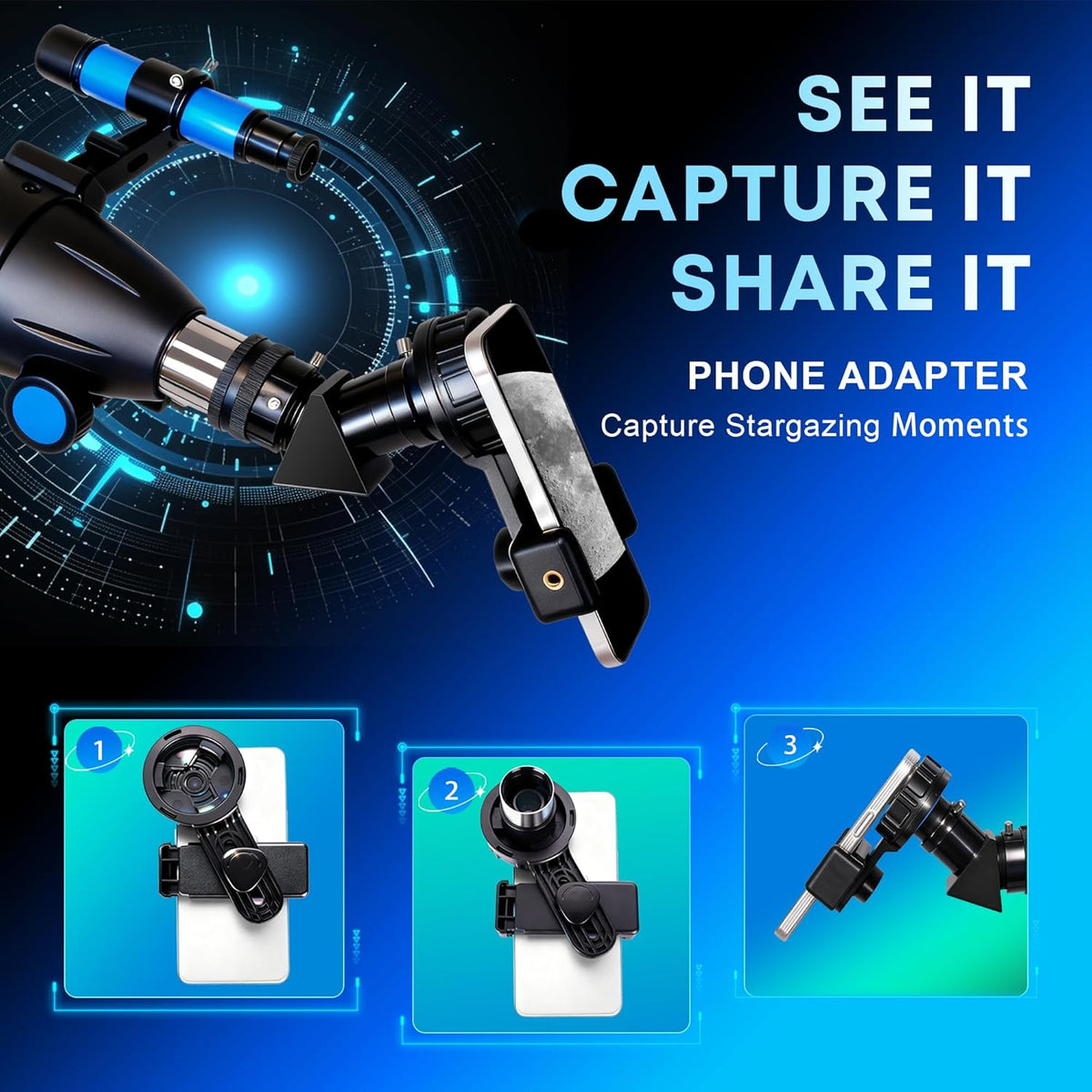 Hawkko Telescope for Adults & Kids, 80mm Aperture 600mm High Powered Telescope for Astronomy Beginners - Refractor Telescopes with AZ Tripod, Phone Adapter and Portable Bag for Moon Observation
