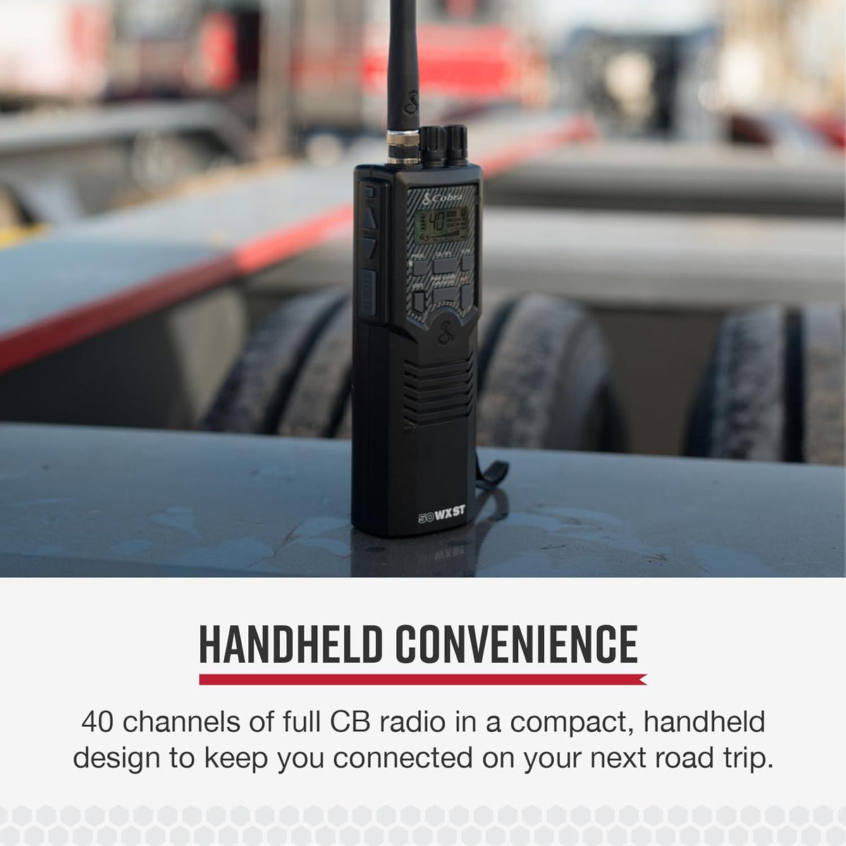 Cobra HH50WXST Handheld CB Radio - Emergency Radio with Access to Full 40 Channels and NOAA Alerts, Earphone Jack, 4 Watt Power Output, Noise Reduction and Dual Channel Monitoring, Black