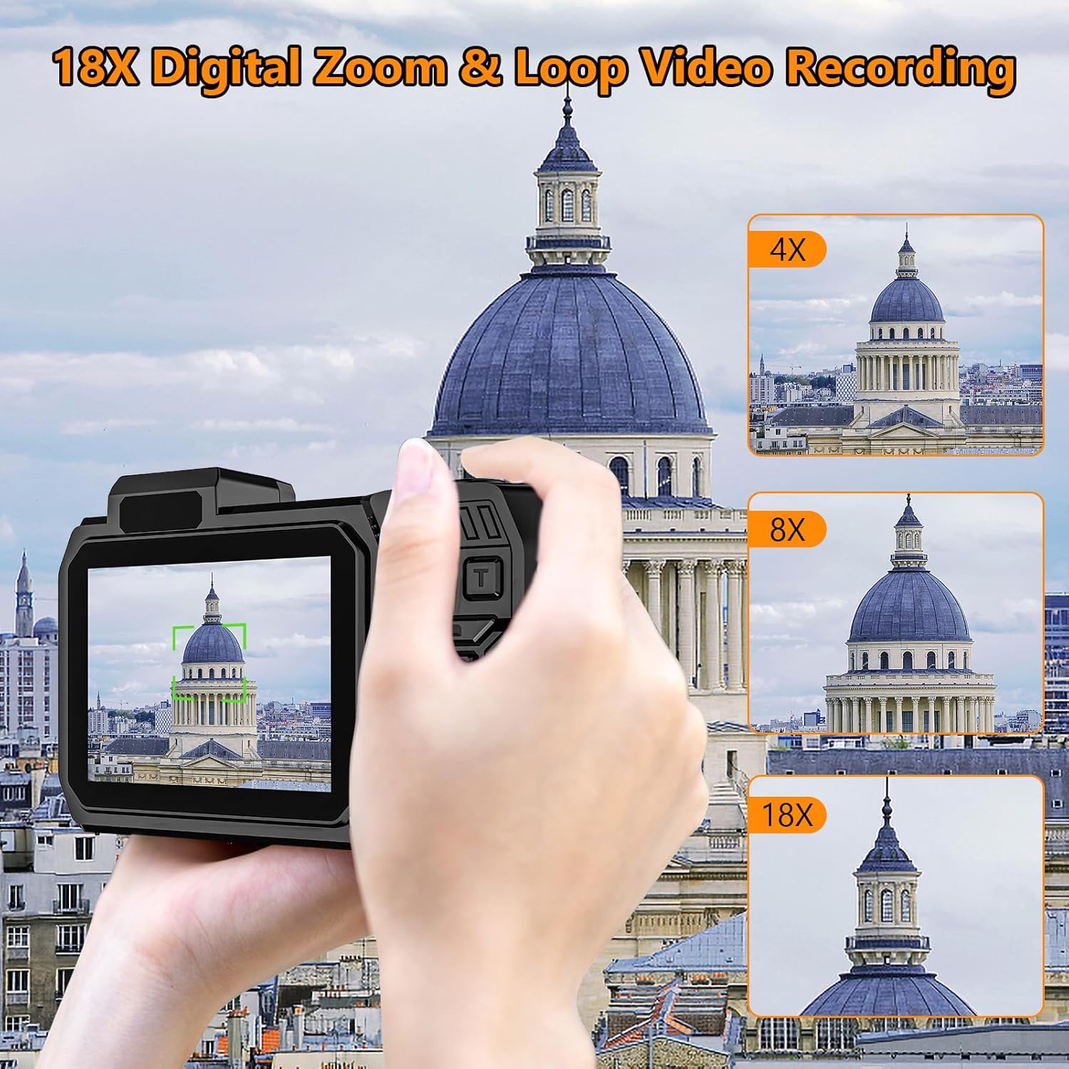 UHD 8K Underwater Camera, 70MP 33FT WiFi Waterproof Digital Camera with 64GB Card, Auto Focus Waterproof Dual-Screen Selfie 2500mAh Battery, 18X Floatable Digital for Snorkeling, Orange