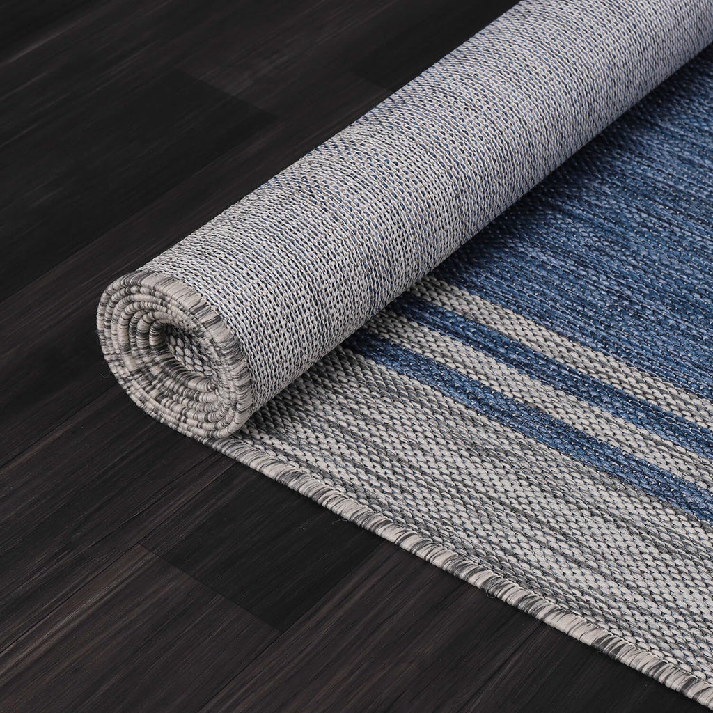 Luul Home Bordered Outdoor Rug 10x14 Washable Outside Carpet for Indoor Patio Porch Waterproof Easy Cleaning Non Shedding Area Rugs Navy 10 x 14