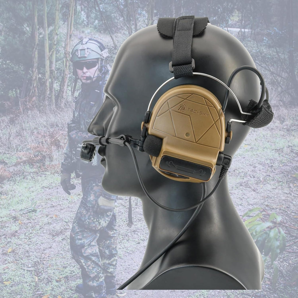 HEARFALCOM Tactical Headset C5 PRO Headphones with Mic Noise Cancelling for kenwoo Two-Way Radio for Airsoft CS Gaming