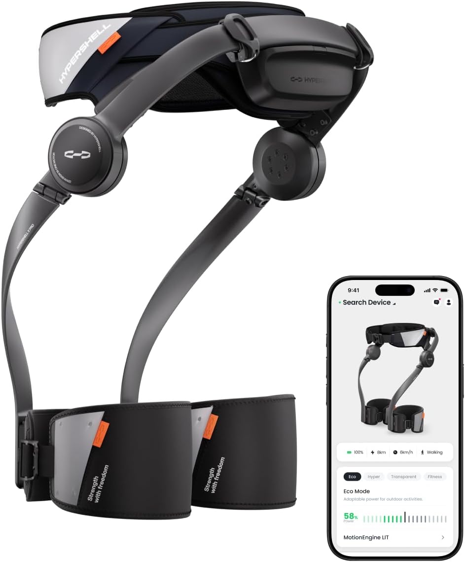 Hypershell X Pro Exoskeleton, Leg Strength with 800W Output, 17.5km Battery Range, 10 Intelligent Modes, AI-Powered Wearable Exoskeleton for Daily Activities, Walking, Hiking, 2 Batteries, No Charger