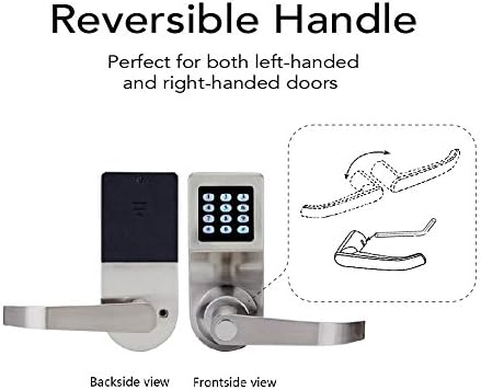 Electronic Smart Door Lock, Keyless Entry with Keypad, Key Fobs, Remote Control, Keys for Home, Office or Commercial, Silver NDL302