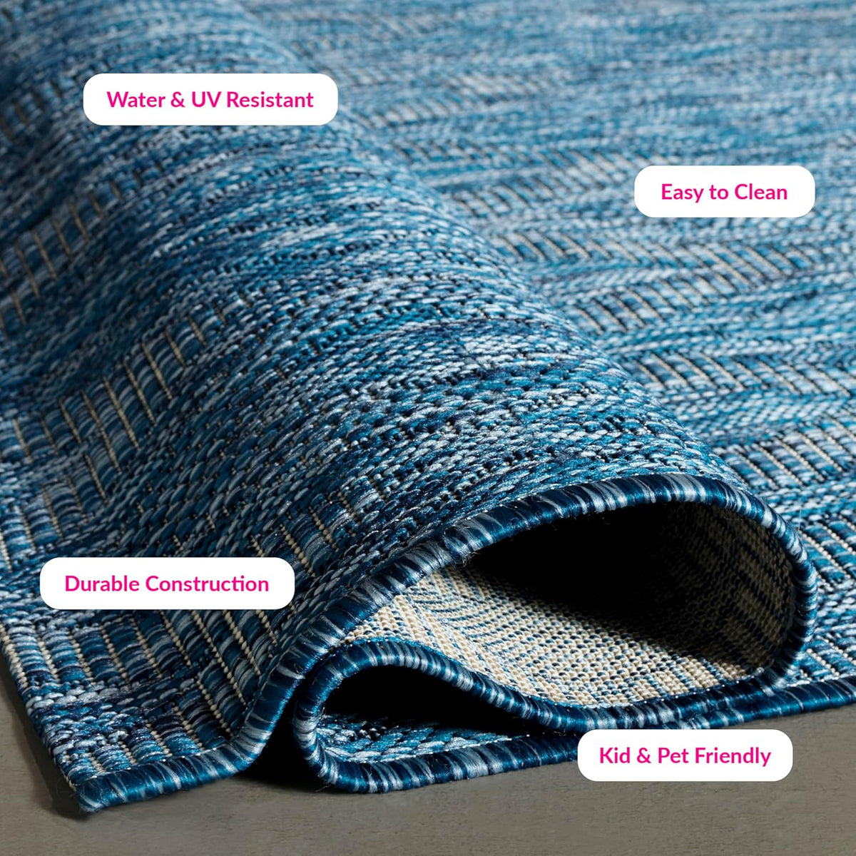 SAFAVIEH Washable Rug Outdoor Courtyard Collection - 9' Square, Navy, Non-Shedding & Easy Cleaning, Ideal for Patio, Backyard, Mudroom (CY8522-36822)