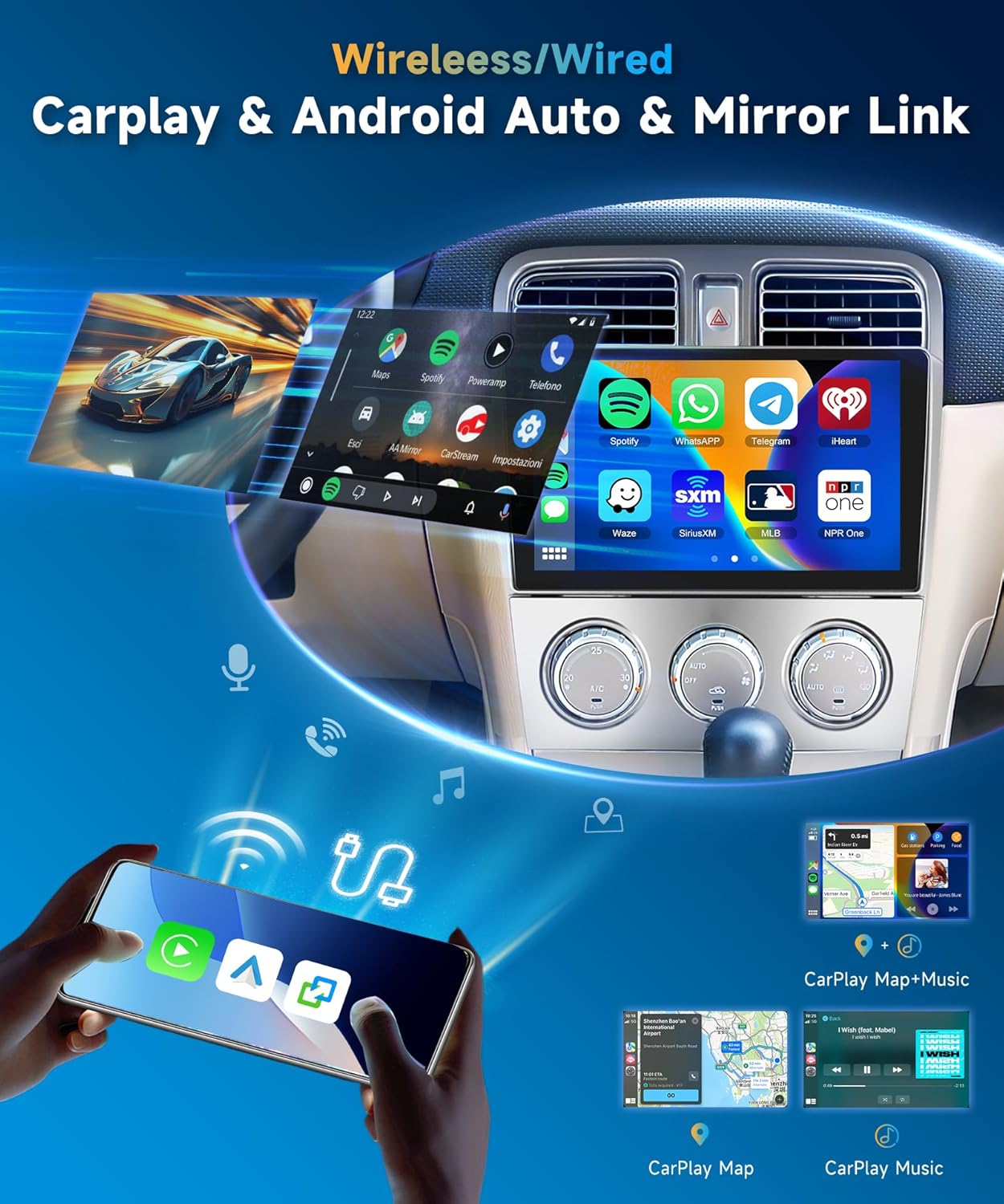 Car Radio Stereo for Subaru Forester Radio 2002-2008 2+64G with Wireless Carplay/Android Auto,Android Car Stereo 9 Inch Touch Screen GPS DSP WiFi Bluetooth FM/RDS Mirror Link SWC Backup Camera