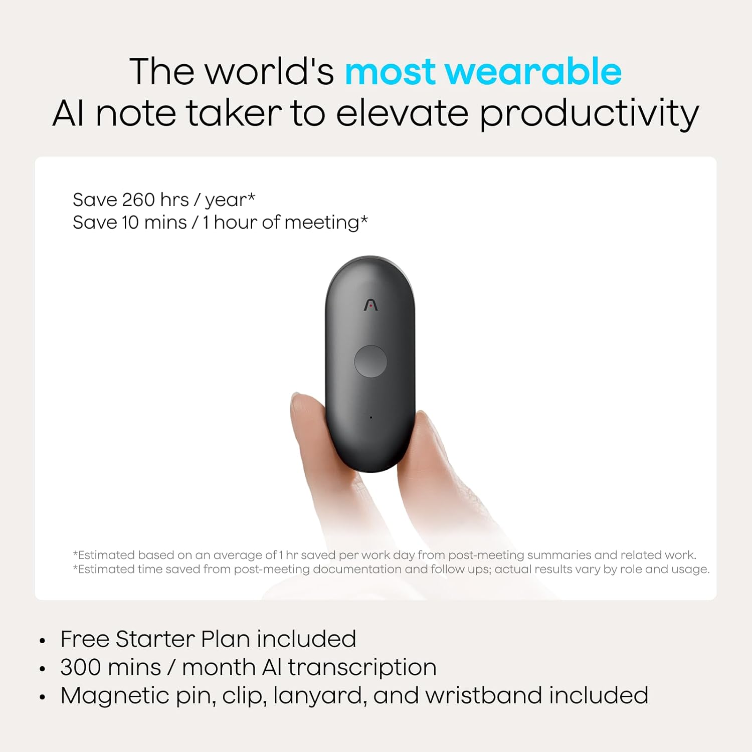 Plaud NotePin S AI Voice Recorder, Wearable AI Notetaker, AI Transcribe & Summarize, Support 112 Languages, 64GB Audio Recorder for Meetings Interviews, Professionals, Teams, with 4 Accessories
