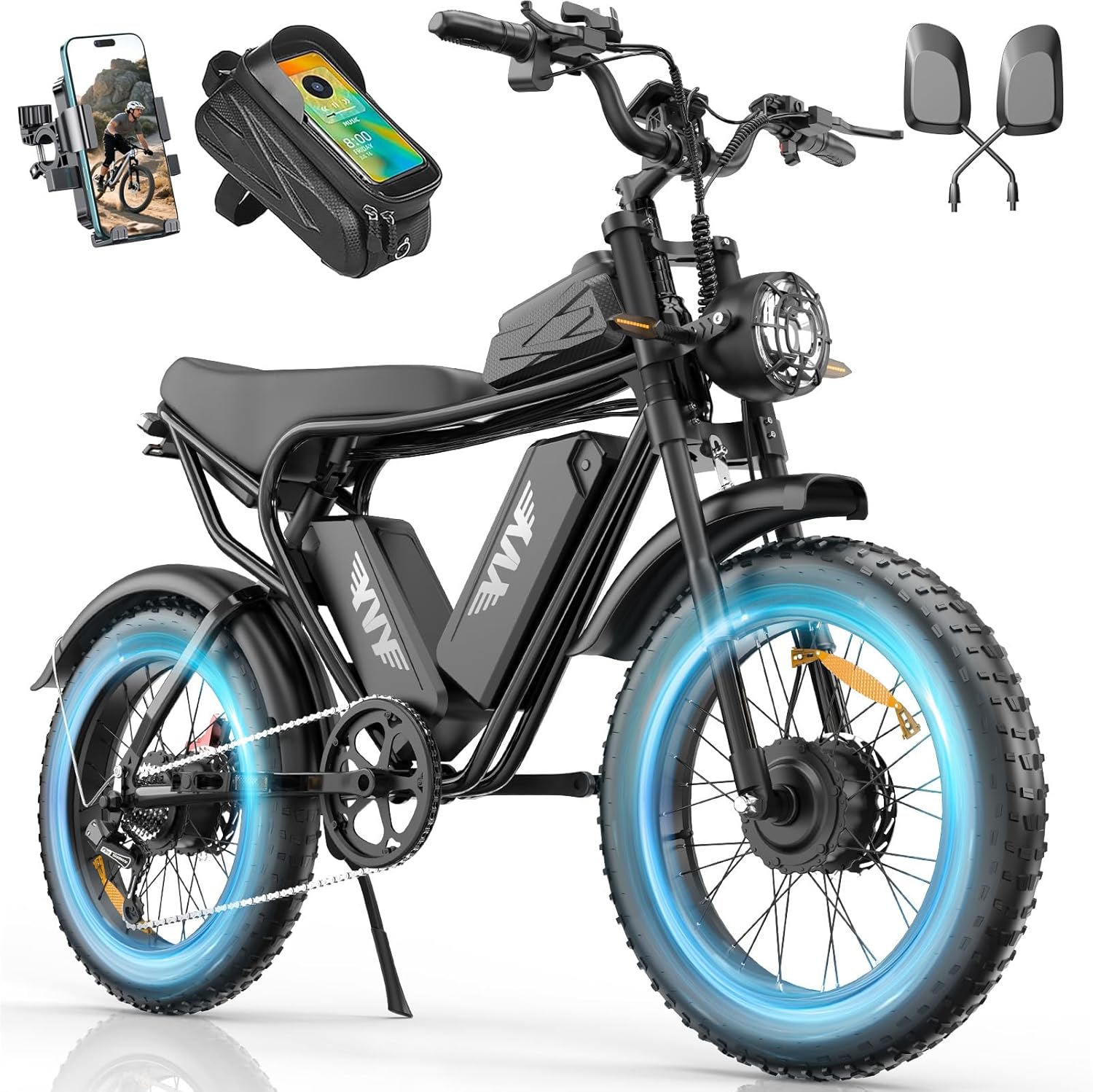 YVY 1500W Peak Electric Bike for Adults, 35MPH Top Speed 48V 20Ah Battery eBike, UL2849 Certified Mountain e-Bike for Hill Climbing, 20" Fat Tire All-Terrain, Full Suspension