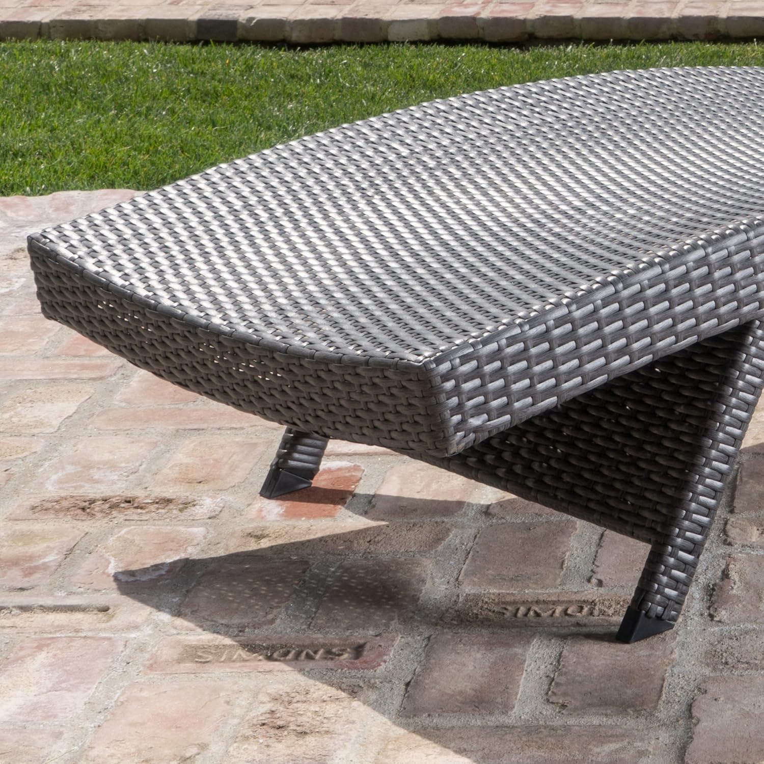 Christopher Knight Home Salem Outdoor Wicker Lounge with Water Resistant Cushions and Coffee Table, Grey / Green/ White Stripe