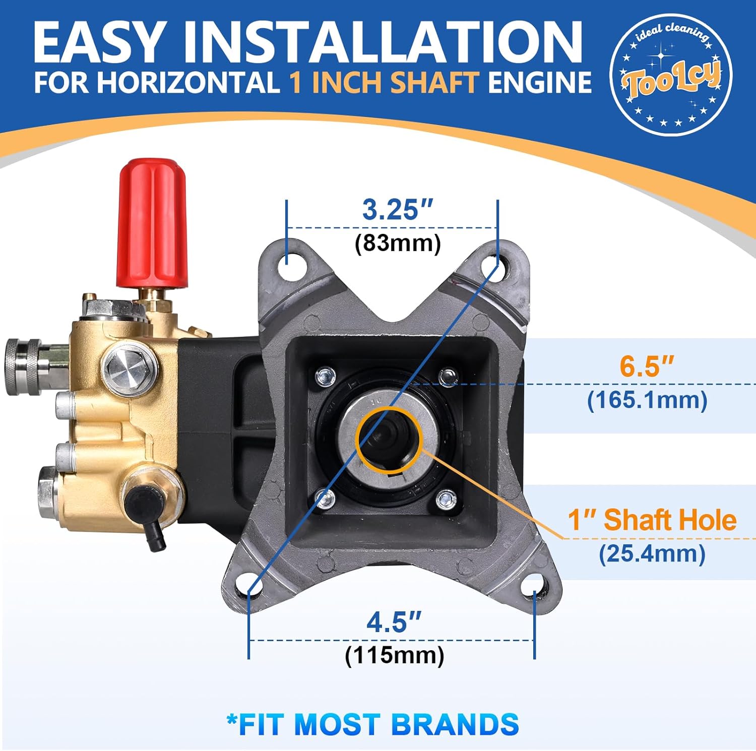TOOLCY Pressure Washer Pump 3600-4300 PSI Max, 4 GPM Triplex Plunger Pressure Pump, Horizontal 1 inch Shaft Gas Power Washer Pump with Pressure Adjustment Unloader, Direct Drive